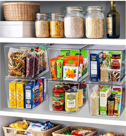 Sorbus Clear Storage Bins with Lids, 8 Pack X-Large Organization Bins with Handles – Clear Stackable Storage Containers for Storage, Pantry, Fridge, Cabinet, Closet & Kitchen Organization – BPA-Free