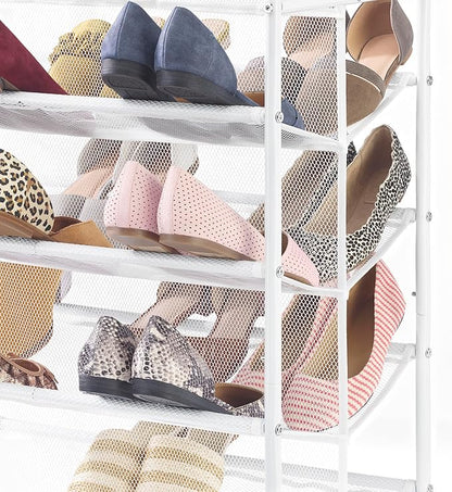 Whitmor 4-Tier Rolling Shoe Cart - Mesh & Metal - Holds up to 24 pairs of Shoes - Double Sided，4-Tier