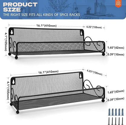 2 pack spice rack organizer for wall mounted or countertop , Jars Storage Organizer, Cabinet Holder, kitchen metal spice seasoning storage for RVs, Cabinet, Pantry Doors, Bathroom, Shower, Home Decor