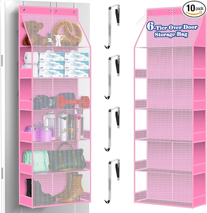PAULONE 6-Tier Over Door Organizer 71" Tall – Hanging Storage with 2 Sizes of Large Deep Pockets (24.3" W x 8.9" D), 98 lbs Capacity, for Bedroom Closet, Bathroom, Nursery & Kitchen