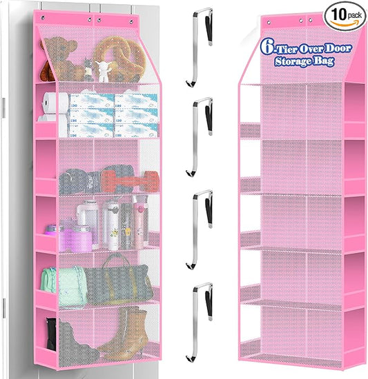PAULONE 6-Tier Over Door Organizer 71" Tall – Hanging Storage with 2 Sizes of Large Deep Pockets (24.3" W x 8.9" D), 98 lbs Capacity, for Bedroom Closet, Bathroom, Nursery & Kitchen