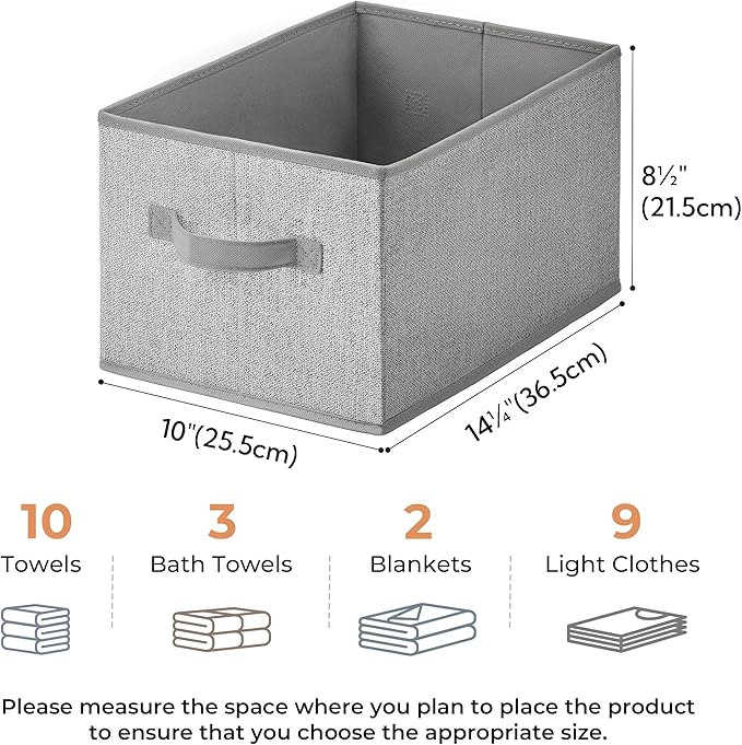 GRANNY SAYS Closet Storage Bins, Storage Baskets for Closet, Fabric Bins for Clothes, Closet Organizer Bins, Gray, Medium, 3-Pack