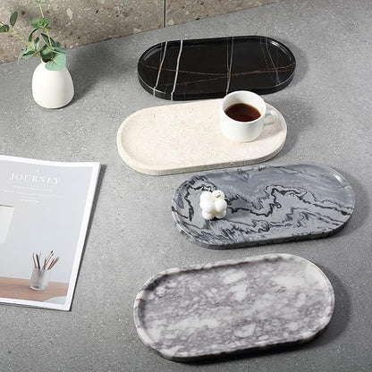 Koville Real Luxurious Marble Vanity Tray, 12"x6" Calacatta Viola Marble Catchall Tray for Bathroom, Natural Stone Perfume Trays Jewelry Dish for Dresser, Genuine Stone Storage Tray for Home Decor