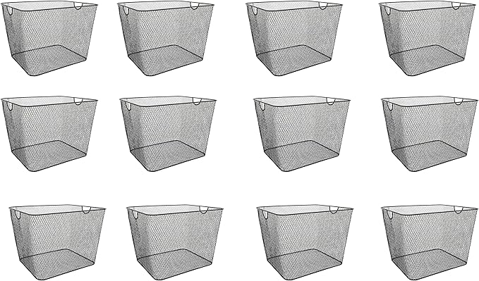 YBM HOME Household Wire Mesh Metal Steel Storage Basket Organizer, Open Bin Shelf Organizer for Kitchen, Cabinet, Pantry, Fruit and Vegetables (12-Pack, 14x10x8.8) 1040s-12
