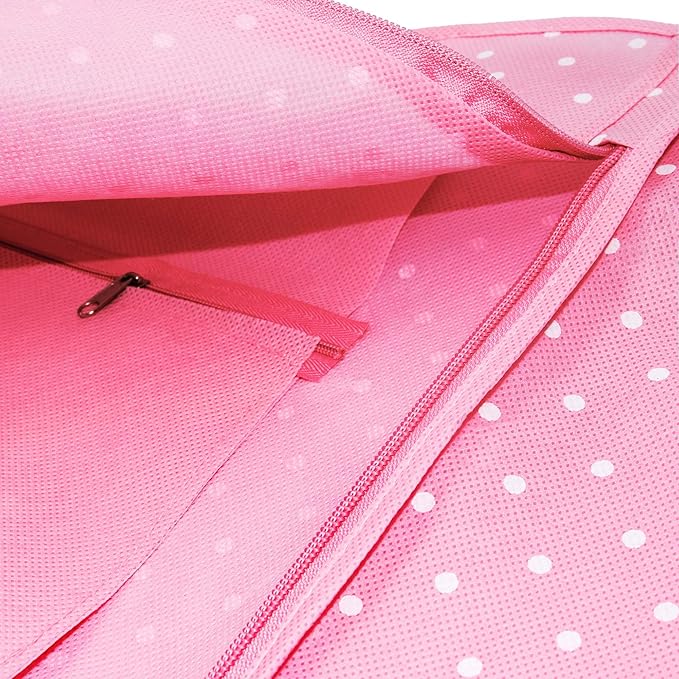 Hangerworld Breathable Clothes Cover 152 cm Pink/White Polka Dot Clothes Cover