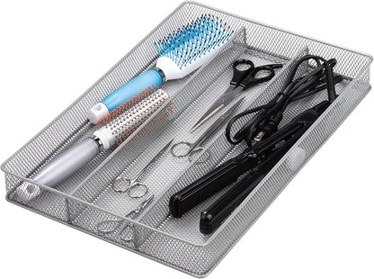 Honey-Can-Do KCH-02157 Steel Mesh 3-Compartment Cutlery Utensil Organizer, Silver