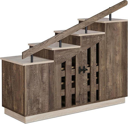 24/7 Shop at Home Cadence Farmhouse Hidden Shoe Cabinet Entryway, Hallway, Decorative Storage with Doors, Staircase-Style Enclosed Footwear Furniture, 12 Pair, 46 in. Width, Oak Brown