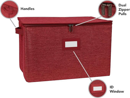 Covermates Platter Storage Box – Serveware & China Storage Container with Dual Zippers, ID Window, Reinforced Handles & Structured Walls for Platter, Dish & Serving Tray Protection, Red Heather