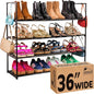 Sundaze Shoe Rack - 4 Tier Metal Shoe Rack for Front Door Entrance, Sturdy Long Shoe Organizer for Closet, Bedroom, Entryway, Garage, Black Metal Shoe Shelf, Holds Up to 20 Pairs