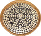 16" Rattan & Mother of Pearl Lazy Susan with Artisan Inlay - Round Black Rotating Turntable - Modern Server for Spices, Condiments & Holiday Hosting