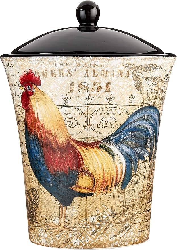 Certified International 23656 Gilded Rooster Canister Set (3 Piece), One Size, Multicolor