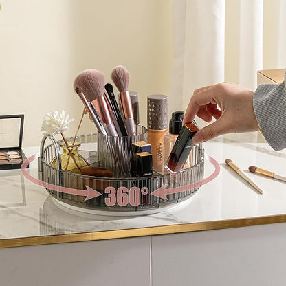 YCIA&DONE Rotating Makeup Organizer for Vanity, Large Capacity Make Up Storage Skin care Shelf Perfume Holders Cosmetic Dresser Organizer Countertop Spinning 360 (Smoky Gray, 1Tier)