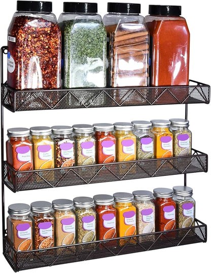 AMT 3 Tier Nail Rack, Pack Metal Wall Mount Organizer, Essential Oils Organizer, Pantry Cabinet Door Shelf Storage.Hanging Display for Spice Jars, Sauces, Cosmetic Beauty Bottles