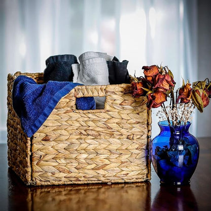 Trademark Innovations 12.7" x 10" Foldable Hyacinth Storage Basket with Iron Wire Frame