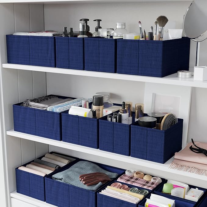 Drawer Organizer Set of 12 - Navy Dresser Organizer for Nursery, Bedroom & Closet
