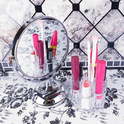 Super Z Outlet Clear Acrylic Flower Cosmetic and Makeup Nail Brush Lip Gloss Holder Compact Stand with 12 Slot Spaces Organizer