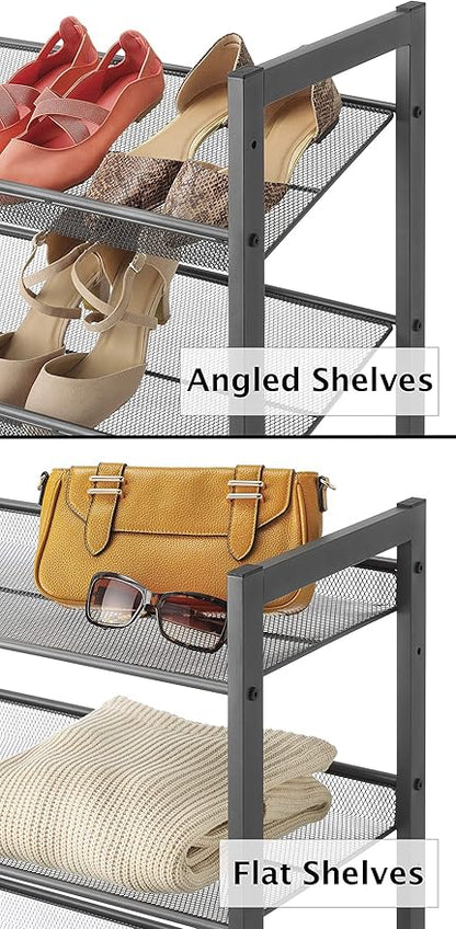 Whitmor Steel Mesh 3-Tier Shoe Rack, Gunmetal Gray