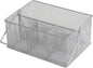 YBM HOME Mesh Silver Condiment Caddy/Kitchen Supply, Utensil, Silverware Organizer Cutlery Holder Flatware Storage Napkin Holder (Silver, 1)