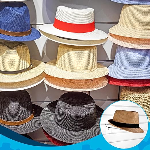Kigley 6 Pcs Hat Display Wall Mount, Metal Hat Helmet Rack Retail Store Display Shelves Organizer, Slat Wall Accessories for Home Retail Shop Racks Craft Show Garage (Silver)