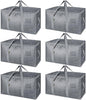 BALEINE 6-Pack Oversized Moving Bags with Reinforced Handles, Heavy-Duty Storage Tote for Clothes, Moving Supplies (Winter Grey, 6-Pack)