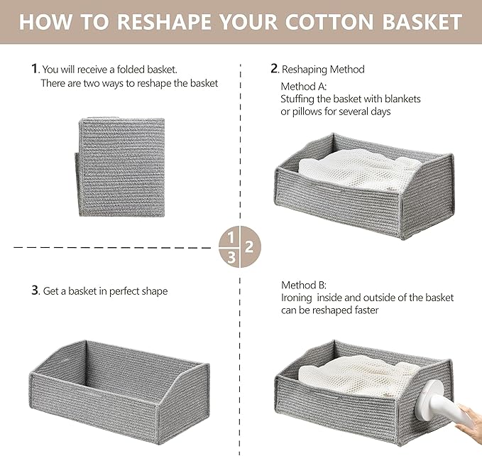 UBBCARE Closet Storage Bins 2 Pack, Cotton Rope Clothes Storage Bins & Sturdy Dog Toy Basket, 19" X 11" X 7" Shelf Baskets for Organizing, Beige