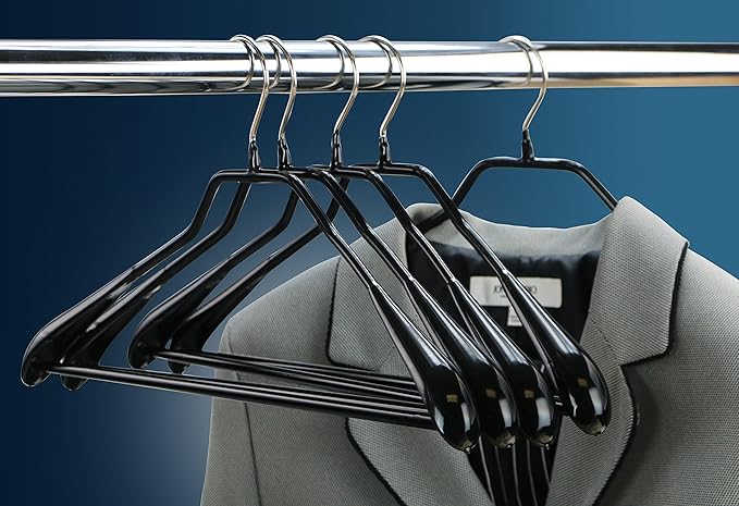 Mawa by Reston Lloyd BodyForm Series Non-Slip Space-Saving Clothes Hanger with Bar for Pants, 16-1/2", Style 42/LS, 1-Each, Black