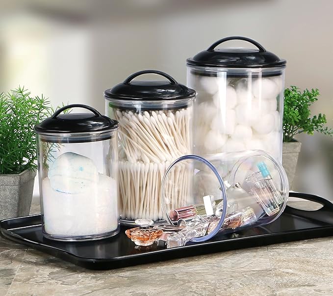 Calypso Basics by Reston Lloyd Acrylic Storage Canisters, Set of 3, Black