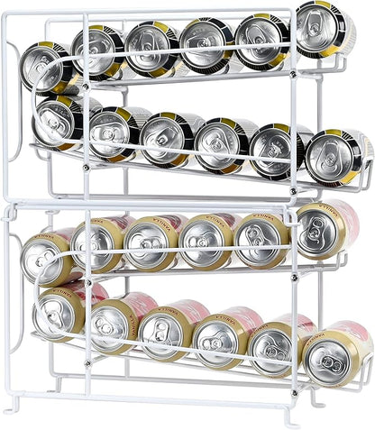 SUFAUY Beverage Can Dispneser Organizer, Stackable Shelves for Storage for Pantry, White - 2 Pack