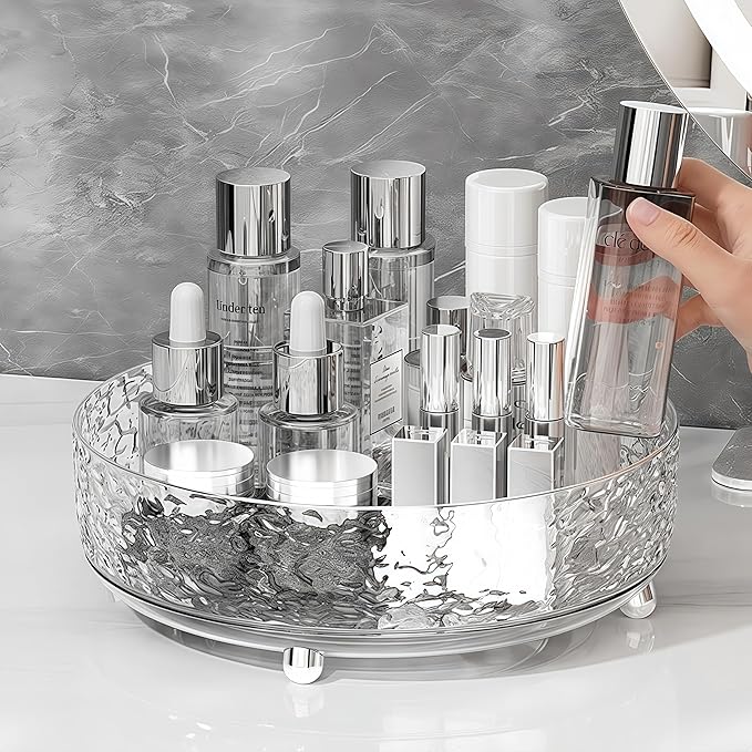 2Pcs Premium Lazy Susan Organizer,9&11in Turntable Organizer for Bathroom, Kitchen, Vanity, Countertop, Table Top, Cabinet, and Frige, Perfume, Skin Care, Makeup, Spice Organizer, 360° Rotating