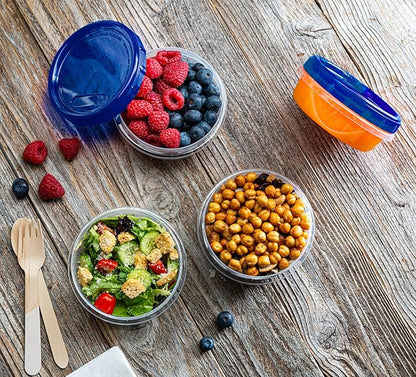 ELEGANT DISPOSABLES Twist Top Deli Containers Food Storage Containers Blue Screw on Lid Reusable Stackable Leakproof Airtight, pack of 20-8 oz containers