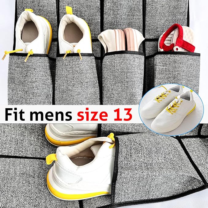 homyfort 35 Pockets Over the Door Shoe Organizer, Hanging Door Shoe Rack for Closet, Large Shoe Storage Holder Zapateras Organizer for Shoes (Black)