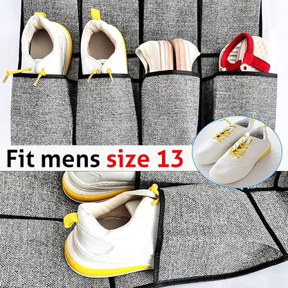 homyfort 35 Pockets Over the Door Shoe Organizer, Hanging Door Shoe Rack for Closet, Large Shoe Storage Holder Zapateras Organizer for Shoes (Black)