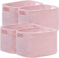 UBBCARE 4 Pack Storage Baskets for Organizing, Shelf Baskets with Handles, Woven Storage Baskets for Bookcase/Cube Shelf/Closet, 14.5"L x 9.8"W x 9"H, Pink