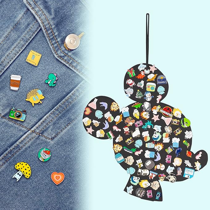 Hanging Brooch Pins Organizer Enamel Pin Display Cute Cartoon Shape Brooch Pin Display Storage Holder for Brooch Pin(Without Accessories ) (black-mouse-hole)