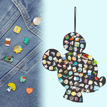 Hanging Brooch Pins Organizer Enamel Pin Display Cute Cartoon Shape Brooch Pin Display Storage Holder for Brooch Pin(Without Accessories ) (black-mouse-hole)