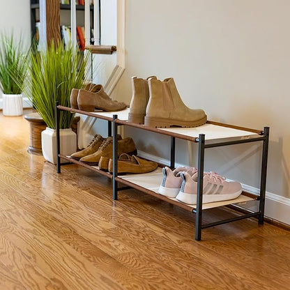 Teal Triangle Aspen Double Shoe Rack Storage Organizer | Sturdy Two-Tier Shoe Caddy for Floor Use | Heavy Duty Shoe Storage Rack for Entryway or Closet | Durable & Space-Saving Shoe Organizer