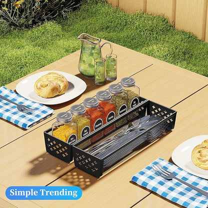 Simple Trending Silverware Drawer Organizer, 8 Pack Utensil Organizer for Kitchen Drawers, Metal Storage for Spoons Forks Knives (12.2 * 3.2 * 2.1 Inches, Black)