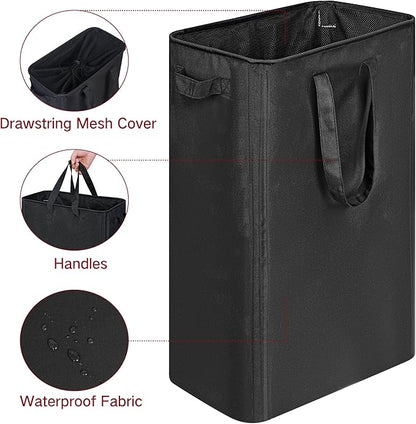 efluky Slim Laundry Basket, Narrow Laundry Hamper with Handles, Collapsible Dirty Clothes Hamper, Tall Laundry Bin for Laundry Room, Dorm and Bedroom, 19.8 Gallon(75L) Black