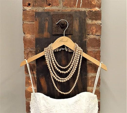 NAHANCO BG20017ENG Bridal Hanger Set, Natural Wood Hangers Engraved with (Bride and Groom), 17” (2 Piece Set)