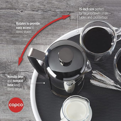 Copco Pro 15-Inch Lazy Susan Turntable, Non-Skid Pantry or Cabinet Organizer for Spices, Condiments, and Bottles, Smooth Rotation, Charcoal Finish