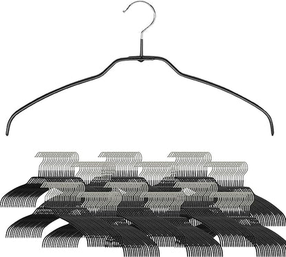 Mawa by Reston Lloyd Silhouette Ultra-Thin Series, Non-Slip Space Saving Shirt Hanger, Style 42/FT, Pack of 180, Black