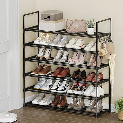 6 Tier Shoe Rack, Shoe Rack for Closet, Shoe Organizer for Entryway, Shoe Storage for Front Door Entrance & Entryway, Large Shoe Stand Holder Adjustable Shelf Height