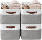 DECOMOMO Storage Bins, Extra Large Fabric Storage Baskets for Shelves, Decorative Linen Closet Organizer, 15.8 x 12.5 x 10 inches (Grey & White, 4 Pack)