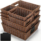 Marsui 9 Pcs Wicker Storage Baskets for Pantry Organization with Handle Labels Handwoven Multi-size Dark Brown Small Organizer Baskets Storage Bin Container for Shelves Closet Toilet Christmas Holiday