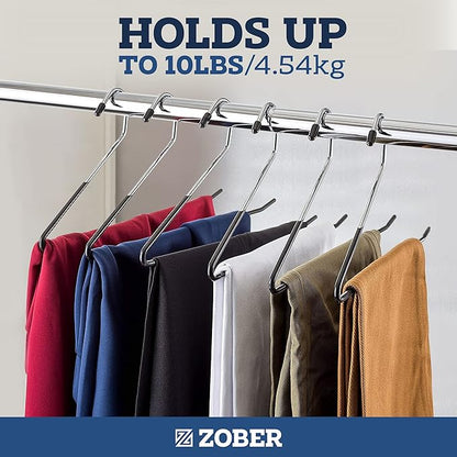 Zober Pants Hangers Non Slip - Open Ended Pants and Jean Hangers for Closet - Space Saving Clothes Hanger - Strong, Durable, Metal Pant Hangers (Black)