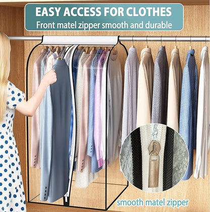 Liuoud 22” Gusseted Garment Bags for Hanging Clothes, All Clear Clothes Cover for Closet Storage, Wardrobe Coat Protector for Suit, Shirt Dress, Bottom Enclosed, 2 Pack, 40” Long