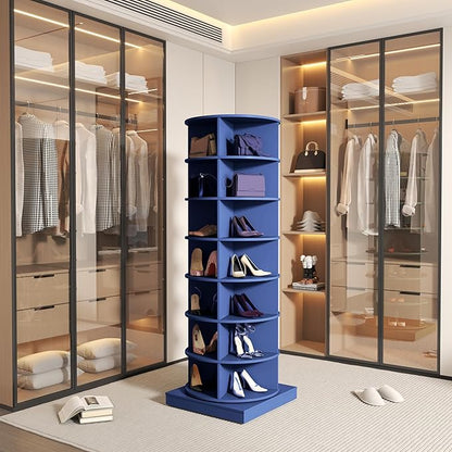 HomVent Rotating Shoe Rack, 7-Tier Spinning Shoe Rack Tower, Free Standing 360° Revolving Shoe Organizer Shoe Storage Shelf Hold Over 28 Pairs Shoes for Entryway Living Room