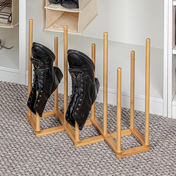 Bamboo 5 Pair Accordian Boot Rack, Natural