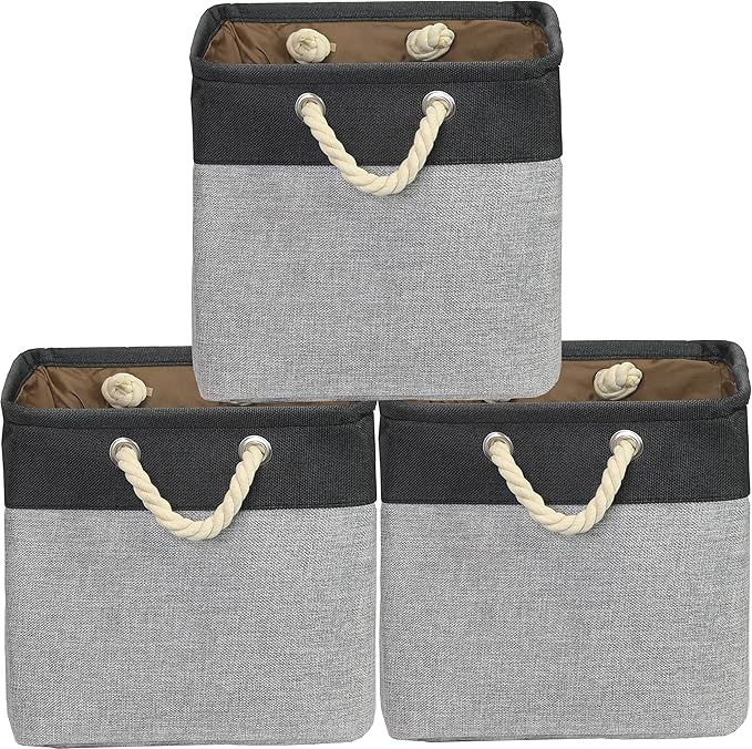Simple Houseware 13" x 13" Large Fabric Storage Cubes for Closet and Cube Organizer, 3 Pack, Dark Gray
