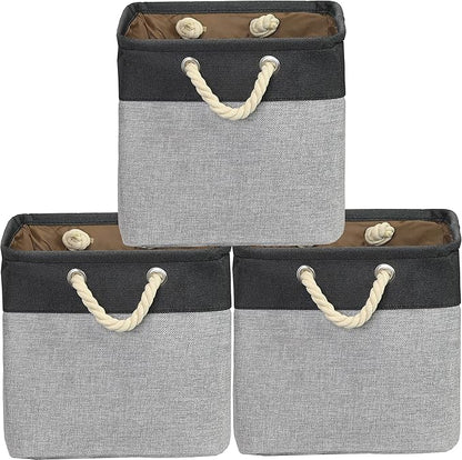 Simple Houseware 13" x 13" Large Fabric Storage Cubes for Closet and Cube Organizer, 3 Pack, Dark Gray